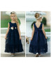 Lace Ankle Length V Back Flower Girl Dress